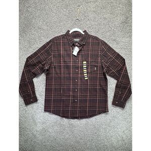 Eddie Bauer Mens Flannel Shirt Size Large Red Plaid‎ Button Down Long Sleeve NWT
